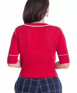 New In Banned Boat Club Anchor 50's Cardigan Red