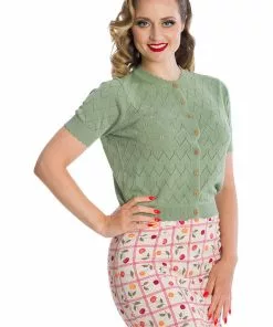 New In Banned Summer Scallop 40's Cardigan Green
