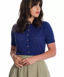 New In Banned Summer Scallop 40's Cardigan Navy Blue 12 New In Banned Summer Scallop 40's Cardigan Navy Blue