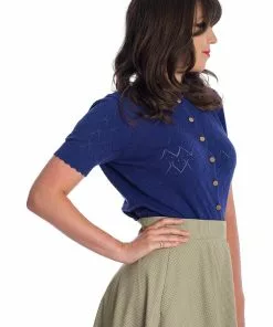 New In Banned Summer Scallop 40's Cardigan Navy Blue 10 New In Banned Summer Scallop 40's Cardigan Navy Blue