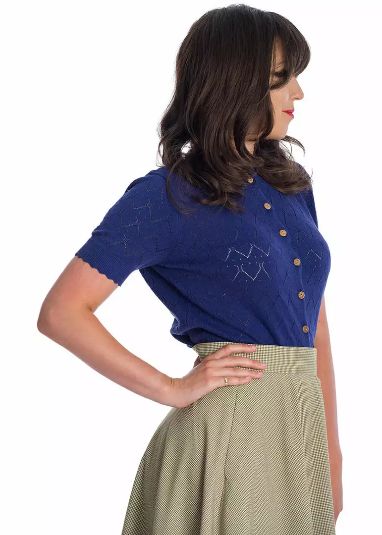 New In Banned Summer Scallop 40's Cardigan Navy Blue 5 New In Banned Summer Scallop 40's Cardigan Navy Blue