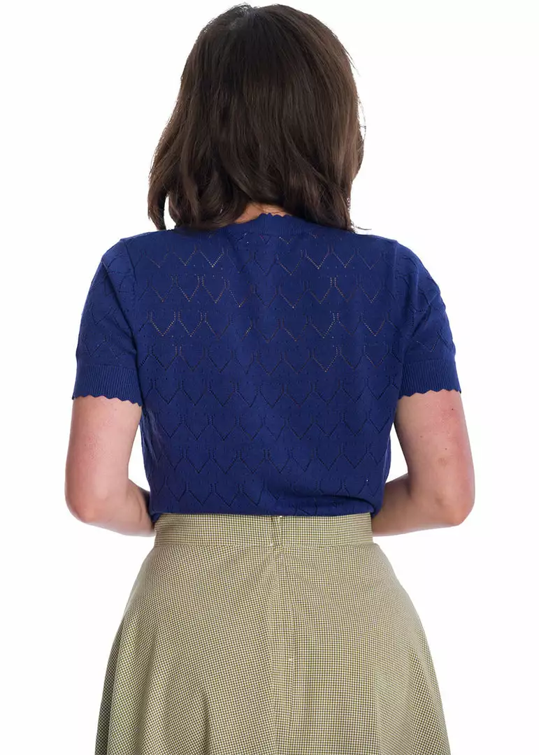 New In Banned Summer Scallop 40's Cardigan Navy Blue 6 New In Banned Summer Scallop 40's Cardigan Navy Blue