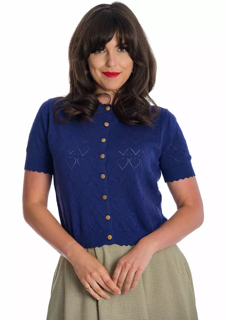 New In Banned Summer Scallop 40's Cardigan Navy Blue 3 New In Banned Summer Scallop 40's Cardigan Navy Blue