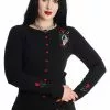 Banned Ishtar Skeleton Rose 50's Cardigan Black New In