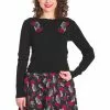 Banned Singing Rose 50's Cardigan Black New In 2 Banned Singing Rose 50's Cardigan Black New In