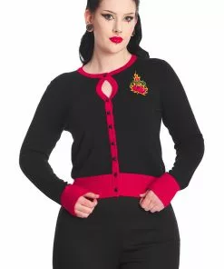 Banned Cherry Blaze 50's Cardigan Black