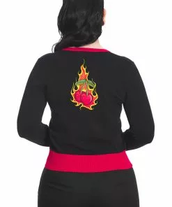 Banned Cherry Blaze 50's Cardigan Black