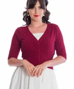 Banned Overload 50's Cardigan Dark Red New In