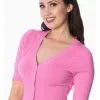 New In Banned Overload 50's Cardigan Bright Pink