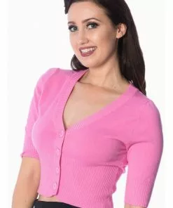 New In Banned Overload 50's Cardigan Bright Pink