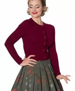 New In Banned Dolly 50's Cardigan In Burgundy