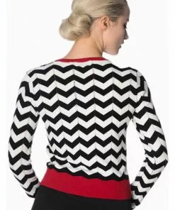 Banned Black Coffee 60's Cardigan Black White New In