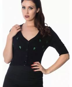 Banned Cactus 50's Cardigan Black 9 Banned Cactus 50's Cardigan Black