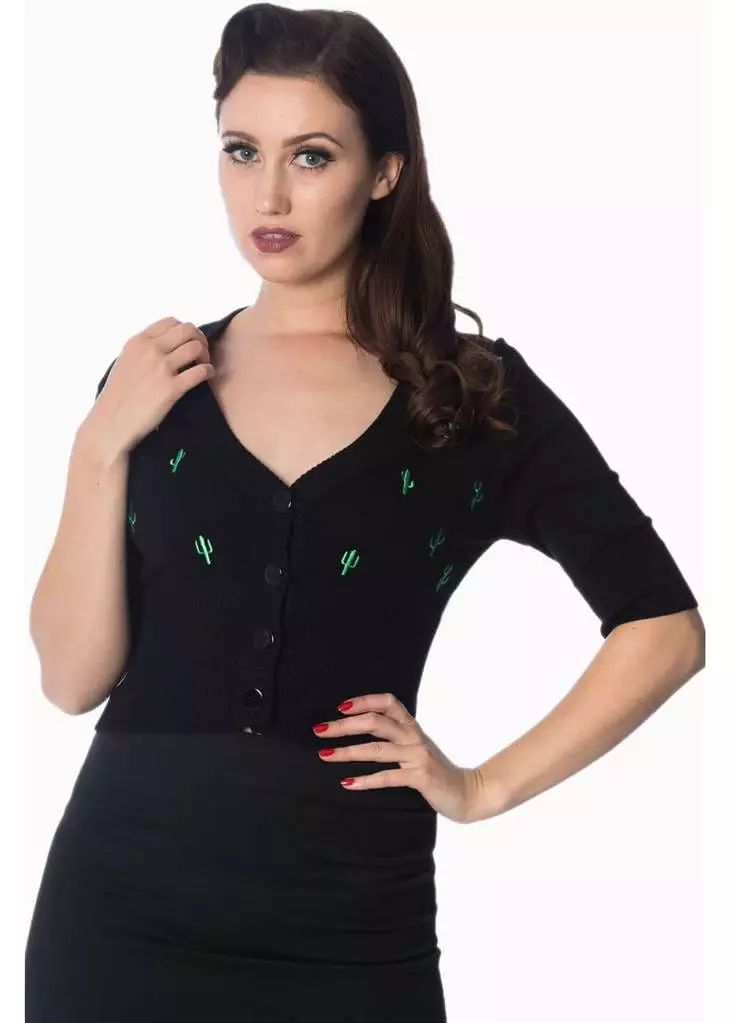 Banned Cactus 50's Cardigan Black 6 Banned Cactus 50's Cardigan Black