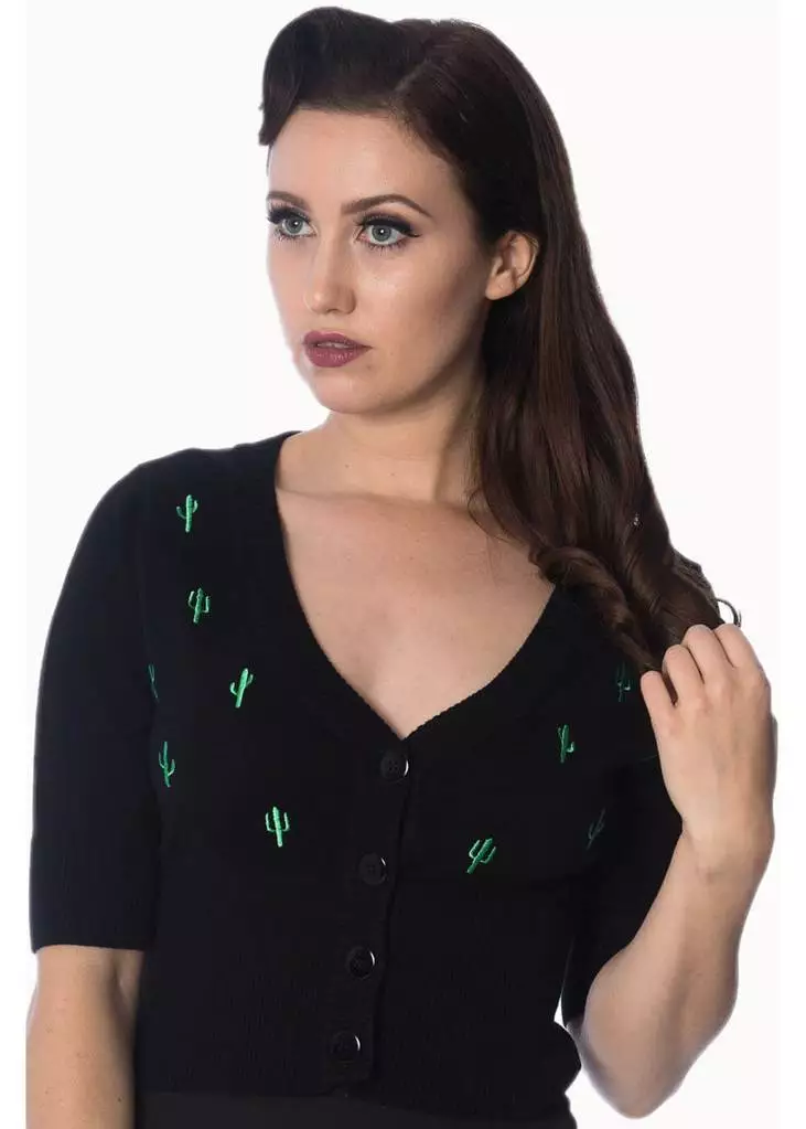 Banned Cactus 50's Cardigan Black 3 Banned Cactus 50's Cardigan Black
