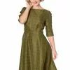 Banned Cheeky Check 40's Swing Dress Khaki Green