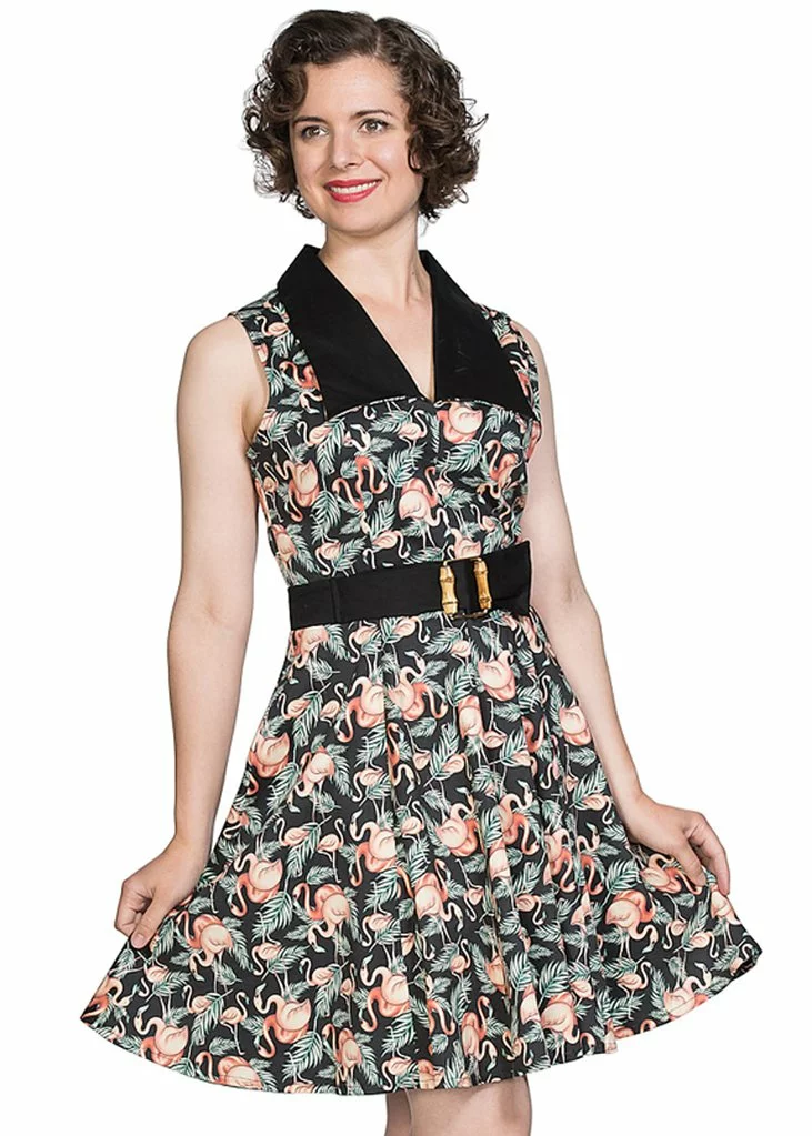 Banned Flamingo Honnie 50's Swing Dress Black 3 Banned Flamingo Honnie 50's Swing Dress Black