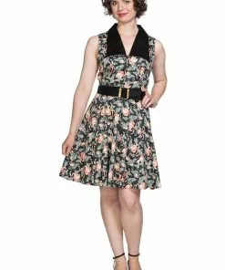 Banned Flamingo Honnie 50's Swing Dress Black 10 Banned Flamingo Honnie 50's Swing Dress Black
