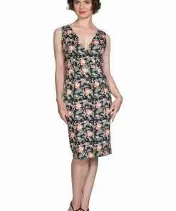 New In Banned Flamingo Honnie 50's Pencil Dress Black 10 New In Banned Flamingo Honnie 50's Pencil Dress Black