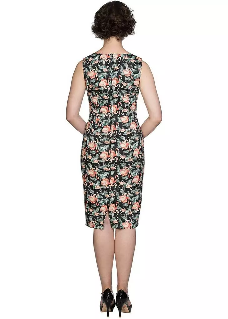 New In Banned Flamingo Honnie 50's Pencil Dress Black 5 New In Banned Flamingo Honnie 50's Pencil Dress Black