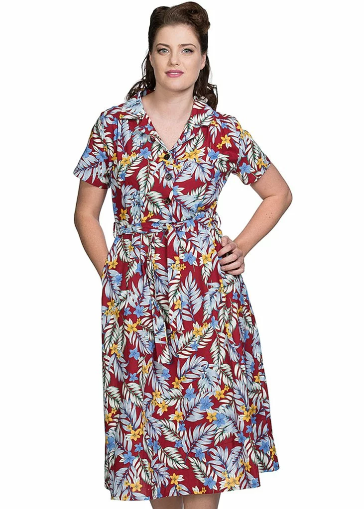 Banned Huwaiian Days 40's Dress Red 3 Banned Huwaiian Days 40's Dress Red