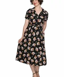 New In Banned Fruit Days 40's Dress Black