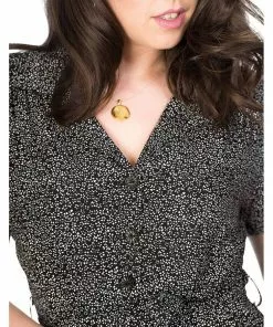 Banned Ditzy Floral 40's Shirt Dress Black