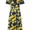 New In Banned Lemon 50's Swing Dress Navy