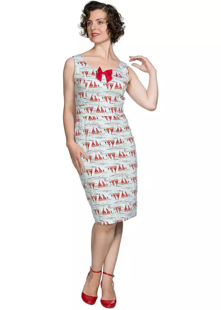 Banned Sail Away 40's Pencil Jurk Blauw 5 Banned Sail Away 40's Pencil Jurk Blauw