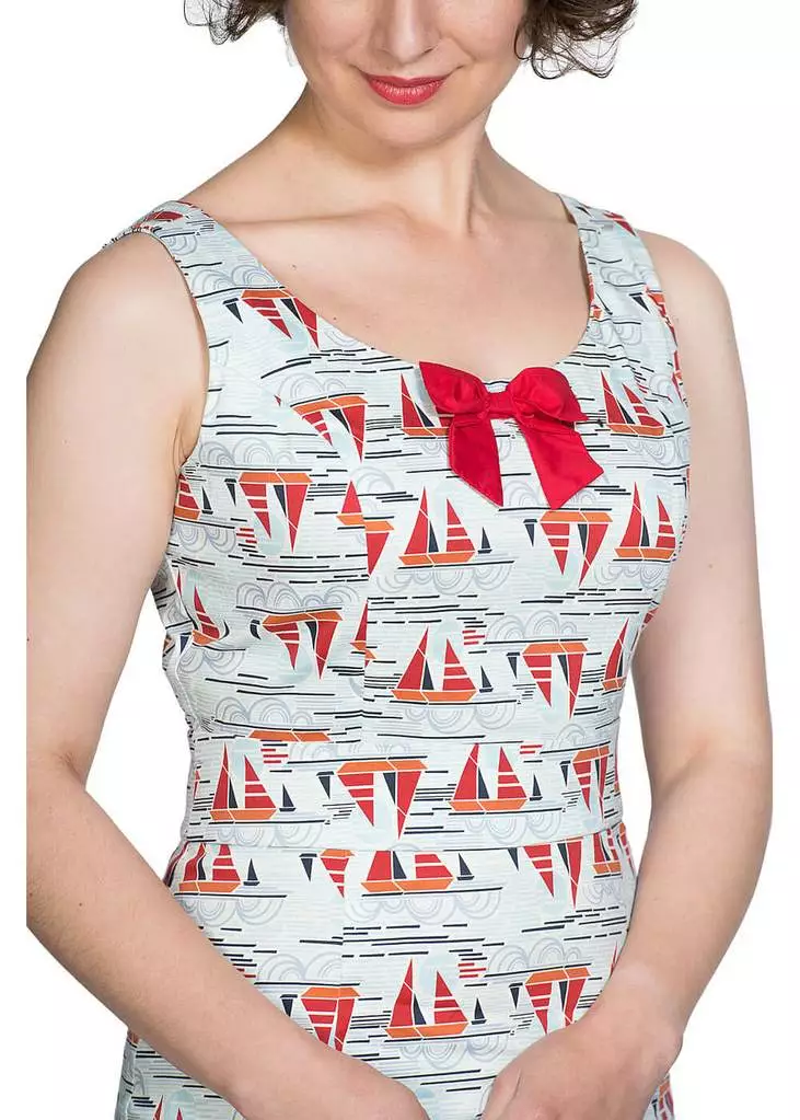 Banned Sail Away 40's Pencil Jurk Blauw 4 Banned Sail Away 40's Pencil Jurk Blauw