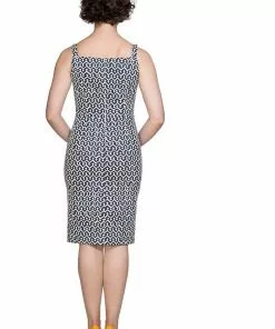 Banned Tile 60's Pencil Dress Navy New In