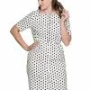 Banned Polkadot Button Up 50's Pencil Dress White New In 2 Banned Polkadot Button Up 50's Pencil Dress White New In