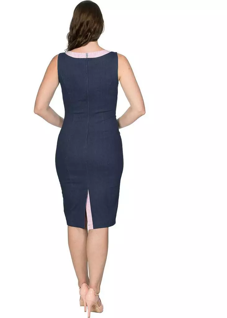 Banned Diner Days 50's Pencil Dress Dark Blue 5 Banned Diner Days 50's Pencil Dress Dark Blue
