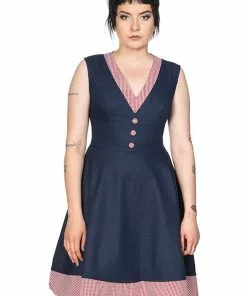 New In Banned Diner Days 50's Swing Dress Dark Blue