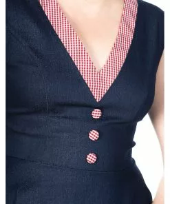 New In Banned Diner Days 50's Swing Dress Dark Blue