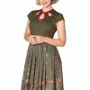 Banned Winter Leaves 50's Swing Dress Green 2 Banned Winter Leaves 50's Swing Dress Green