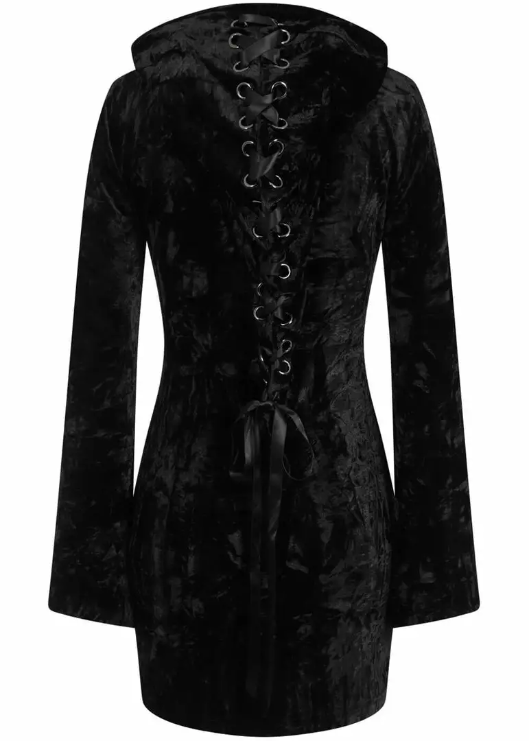 Banned Big Crush Hoodie Velvet 60's Dress Black 4 Banned Big Crush Hoodie Velvet 60's Dress Black