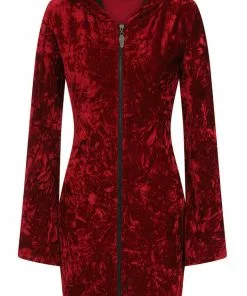 Banned Big Crush Hoodie Velvet 60's Dress Burgundy New In