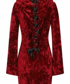 Banned Big Crush Hoodie Velvet 60's Dress Burgundy New In