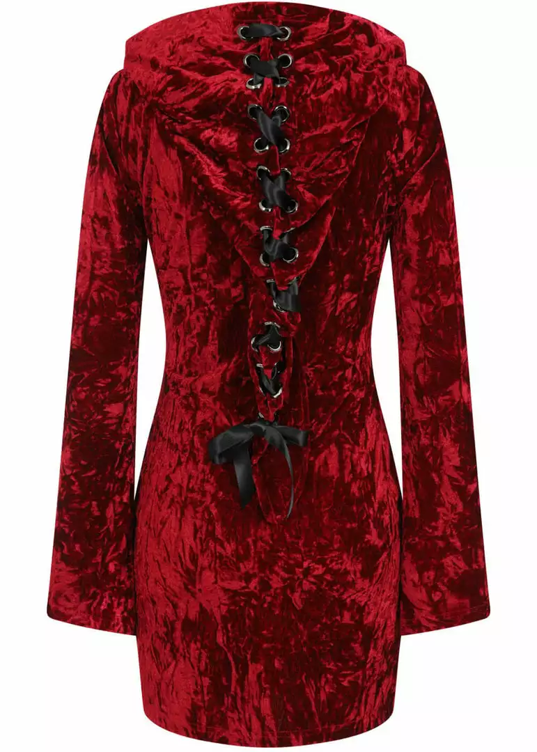 Banned Big Crush Hoodie Velvet 60's Dress Burgundy New In 4 Banned Big Crush Hoodie Velvet 60's Dress Burgundy New In