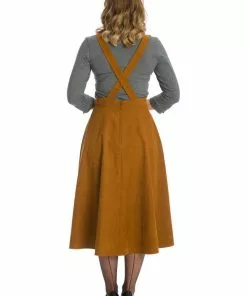 Banned Lifes A Peach 40's Pinafore Swing Dress Brown 7 Banned Lifes A Peach 40's Pinafore Swing Dress Brown