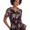 New In Banned Tropical Days 40's Swing Dress Black