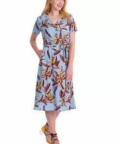 Banned Tropical Days 40's Swing Dress Blue