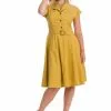 Banned Spot Perfection Polkadot 50's Swing Dress Mustard
