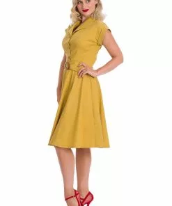 Banned Spot Perfection Polkadot 50's Swing Dress Mustard