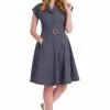 Banned Spot Perfection Polkadot 50's Swing Dress Navy