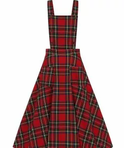 Banned Sweet Tartan Pinafore 40's Swing Dress Red