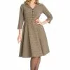 Banned Lady Check 40's Swing Dress Brown 2 Banned Lady Check 40's Swing Dress Brown