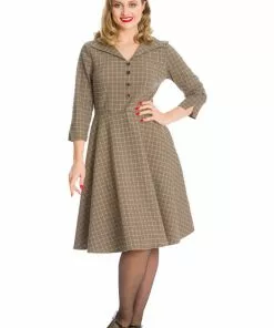Banned Lady Check 40's Swing Dress Brown