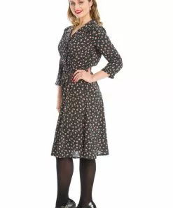 Banned Winter Rose 40's A-Line Dress Black